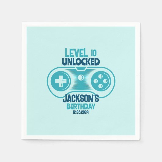 ゲームビデオゲームテーマゲーマーボーイバースデーパーティー スタンダードカクテルナプキン (正面)