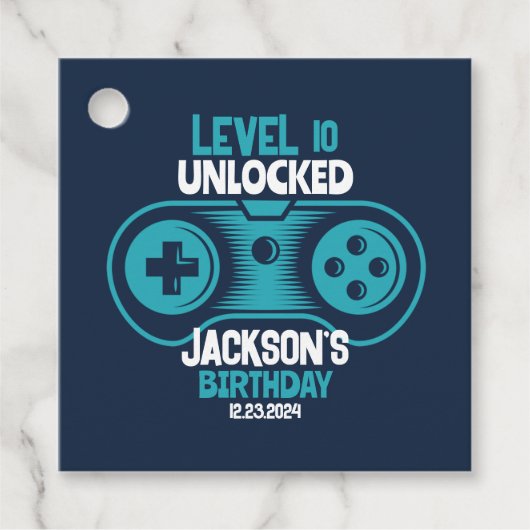 ゲームビデオゲームテーマゲーマーボーイバースデーパーティー フェイバータグ (正面)