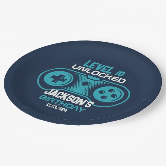 ゲームビデオゲームテーマゲーマーボーイバースデーパーティー ペーパープレート (アングル)