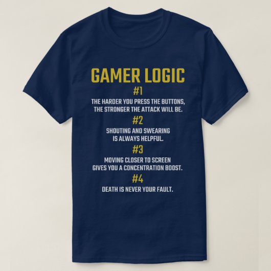 ゲームファン用ゲーマーロジックレトロビデオゲームファン Tシャツ (デザイン正面)