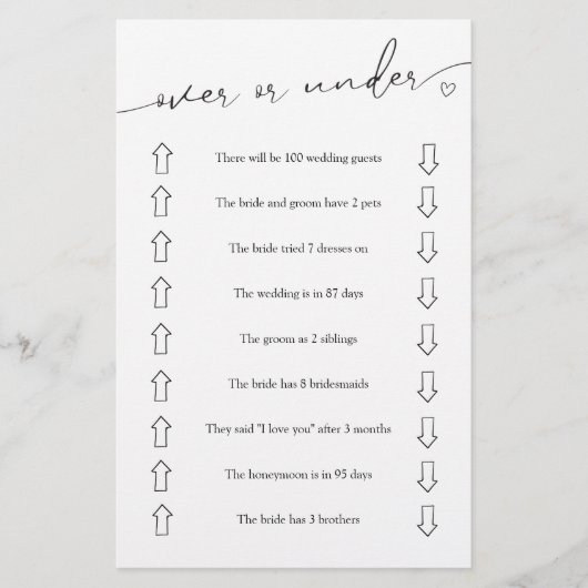 ゲームフライヤーの上または下ブライダルシャワー チラシ (正面)