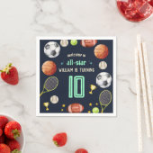 ゲームブルーキッズボーイズスポーツ10誕生日 スタンダードカクテルナプキン (インサイチュ)