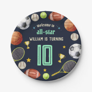 ゲームブルーキッズボーイズスポーツ10誕生日 ペーパープレート