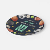 ゲームブルーキッズボーイズスポーツ10誕生日 ペーパープレート (アングル)