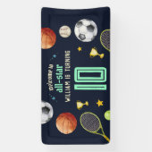 ゲームブルーキッズボーイズスポーツ10誕生日 横断幕 (縦)