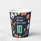 ゲームブルーキッズボーイズスポーツ10誕生日 紙コップ (正面)
