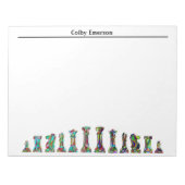 ゲームプレイヤー虹の色チェスの駒のノート ノートパッド (正面)