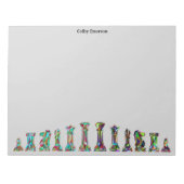 ゲームプレイヤー虹の色チェスの駒セットグレー ノートパッド (正面)