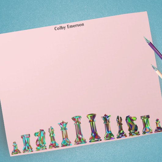 ゲームプレイヤー虹の色チェスの駒セットピンク ノートパッド