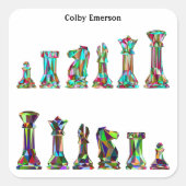 ゲームプレーヤーレインボーカラーチェスピースクラブ スクエアシール (正面)