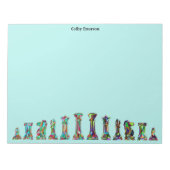 ゲームプレーヤーレインボーカラーチェスピースセットティール(緑がかった色) ノートパッド (正面)