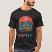 ゲームプレーヤー用ゲーマーハートビートビデオゲーム Tシャツ (正面)