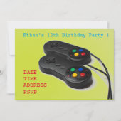 ゲームボーイのゲーマーの誕生日パーティー 招待状 (正面)