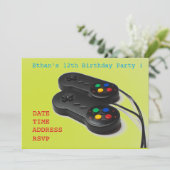 ゲームボーイのゲーマーの誕生日パーティー 招待状 (スタンド正面)