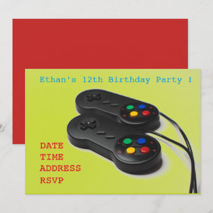 ゲームボーイのゲーマーの誕生日パーティー 招待状
