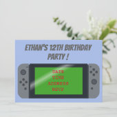 ゲームボーイのゲーマーの誕生日パーティー 招待状 (スタンド正面)