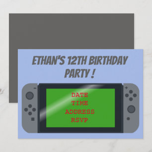 ゲームボーイのゲーマーの誕生日パーティー 招待状