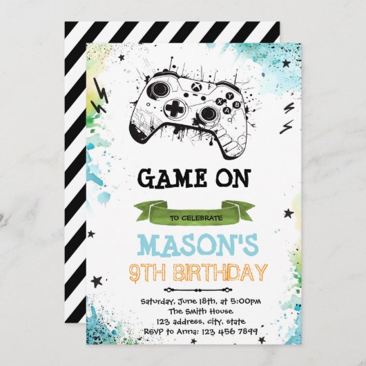 ゲームボーイ テーマの招待状 招待状 (正面/裏面)