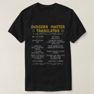 ゲームマスター翻訳者RPGテーブルゲームのユーモアTシャツ Tシャツ