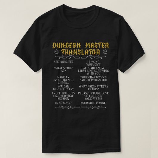 ゲームマスター翻訳者RPGテーブルゲームのユーモアTシャツ Tシャツ (デザイン正面)