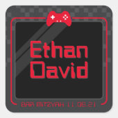 ゲームモダントレンディークールおもしろい赤ブラック スクエアシール (正面)