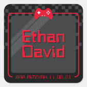 ゲームモダントレンディークールおもしろい黒レッド スクエアシール (正面)