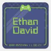 ゲームモダントレンディーネイビーブルーネオングリーン スクエアシール (正面)