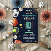 ゲームモダンブルーキッズボーイズスポーツ10誕生日 招待状