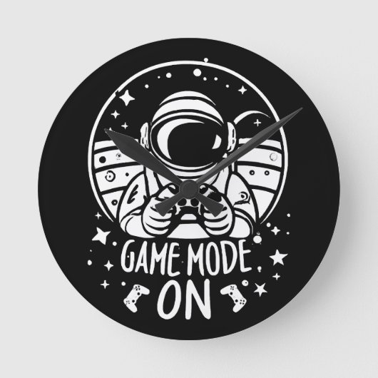 ゲームモード宇宙飛行士 ラウンド壁時計 (正面)