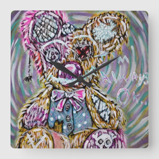 ゲームルームの時計 スクエア壁時計 (正面)