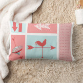 ゲームルームミッドセンチュリーアクアレッドロースターカラーブロック ランバークッション (ブランケット)