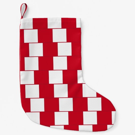 ゲームルーム格子模様(赤と白の幻想) スモールクリスマスストッキング (正面)