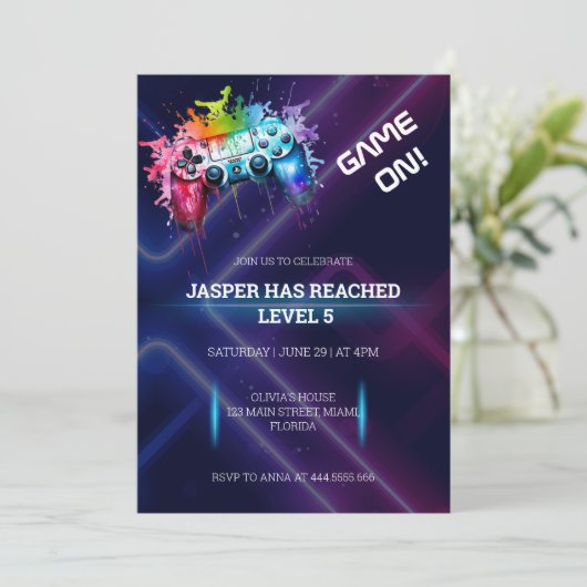 ゲームレベルアップゲーマー誕生日 招待状 (スタンド正面)