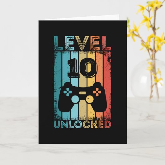 ゲームレベル10ロック解除10番目の誕生日ギフトゲーマー カード (黄色い花)