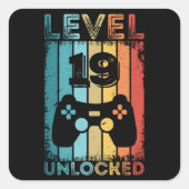 ゲームレベル19ロック解除された19誕生日ギフトゲーマー スクエアシール (正面)