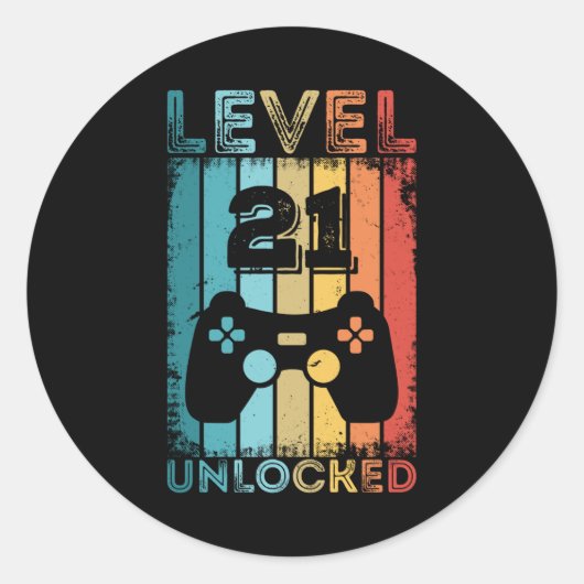 ゲームレベル21アンロック21誕生日ギフトゲーマー ラウンドシール (正面)