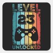 ゲームレベル23ロック解除済み23誕生日ギフトゲーマー スクエアシール (正面)