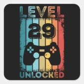 ゲームレベル29ロック解除された29誕生日ギフトゲーマー スクエアシール (正面)