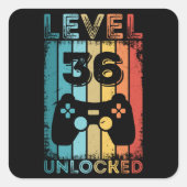 ゲームレベル36ロック解除36誕生日ギフトゲーマー スクエアシール (正面)
