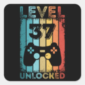 ゲームレベル37ロック解除済み37誕生日ギフトゲーマー スクエアシール (正面)