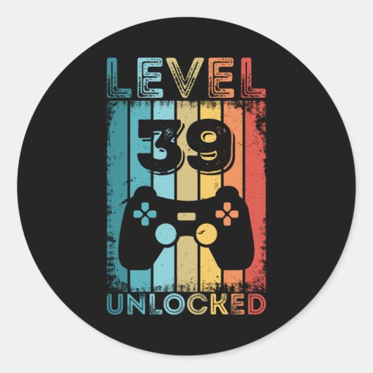 ゲームレベル39ロック解除済み39誕生日ギフトゲーマー ラウンドシール (正面)