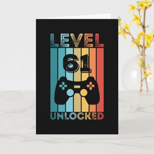 ゲームレベル61アンロック61誕生日ギフトゲーマー カード (黄色い花)