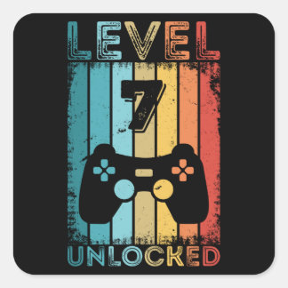 ゲームレベル7ロック解除第7誕生日ギフトゲーマー スクエアシール