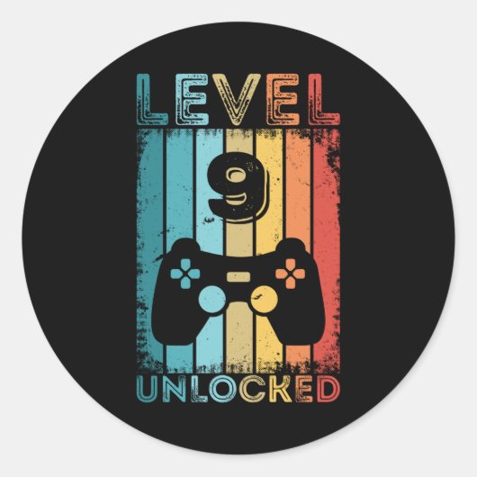 ゲームレベル9アンロック第9誕生日ギフトゲーマー ラウンドシール (正面)
