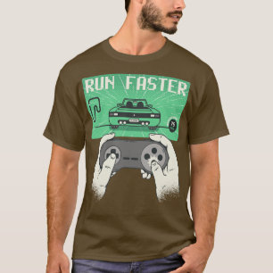 ゲームレーシング走の速いレトロ Tシャツ