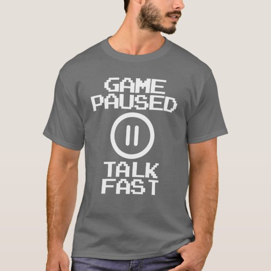 ゲーム一時停止ダーク 楽しい 動画 ゲーム ゲーマー男子 Tシャツ (正面)