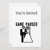 ゲーム一時停止中の新婦と新郎 招待状 (正面/裏面)