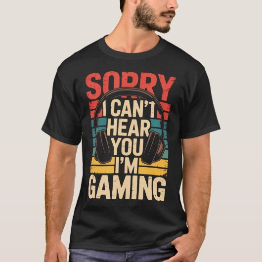 ゲーム中です 聞こえません Tシャツ (正面)