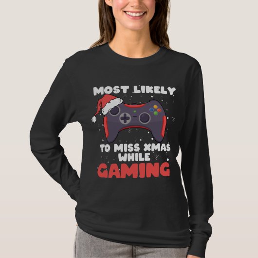 ゲーム中恋しく思にクリスマスになる可能性が最も高い、クリスマスF Tシャツ (正面)