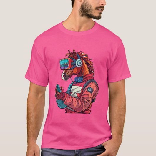 ゲーム動物 – 馬の遊コンソールのビデオゲーム Tシャツ (正面)